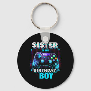 Sister Of The Birthday Boy Matching Video Game Bir Keychain