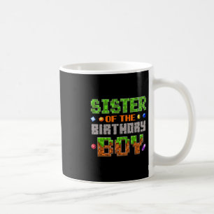 Sister Of The Birthday Boy Party Video Gamer Pixel Coffee Mug