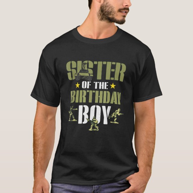 Sister of The Birthday Boy Shirt Army Camouflage S (Front)
