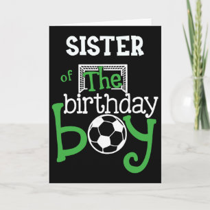 Sister Of The Birthday Boy Soccer Player Matching Card