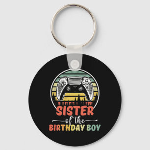 Sister Of The Birthday Boy Video Gamer Matching Fa Keychain