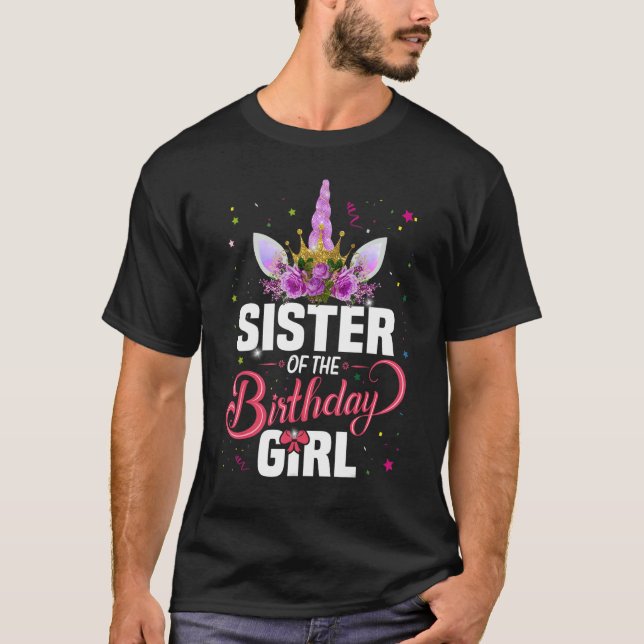 Sister Of The Birthday Girl Family Matching Party  T-Shirt (Front)