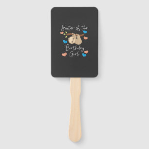 Sister of the Birthday Girls Sloth B-Day Party T-S Hand Fan