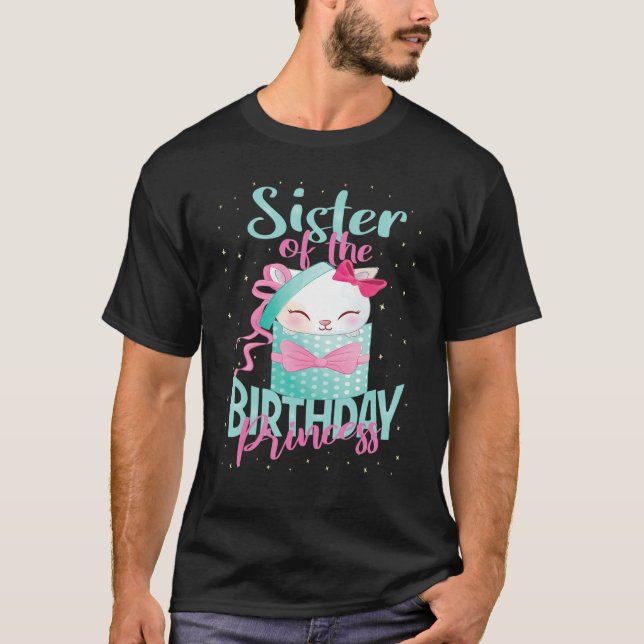 Sister Of The Birthday Princess Cat Girls Kitten B T-Shirt (Front)