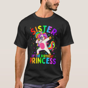 Sister Of The Birthday Princess Girl Dabbing Unico T-Shirt