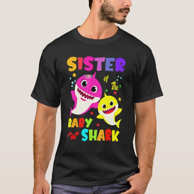 Sister Of The Birthday Sister Shark Family Mother  T-Shirt (Front)