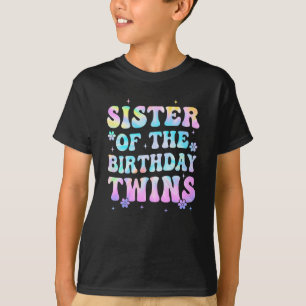 Sister Of The Birthday Twins Girls Kids Party Retr T-Shirt