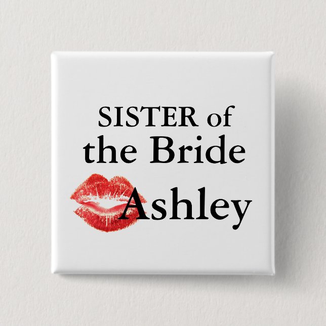 Sister Of The Bride 2 Inch Square Button (Front)