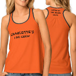 Sister Of The Bride | Burnt Orange Custom Name  Tank Top<br><div class="desc">This bachelorette party tank top is for the sister of the bride. In a trendy burnt orange.  Add their name,  occasion and role by clicking on the personalize button. Remember to edit both sides.</div>