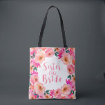 Sister of the Bride Pink Watercolor Floral Wedding Tote Bag<br><div class="desc">Sister of the Bride Pink Watercolor Floral Wedding Party Tote Bags</div>