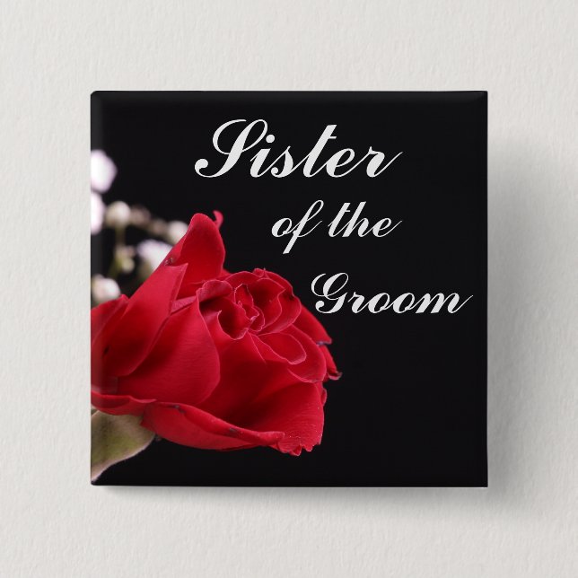 Sister Of The Groom 2 Inch Square Button (Front)