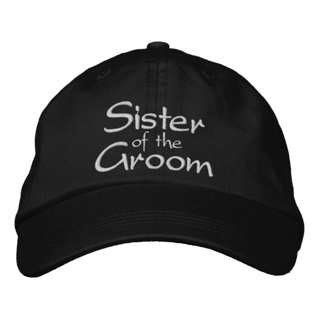 Sister of the Groom Embroidered Wedding Cap (Front)