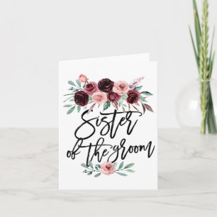 Sister Of The Groom Wedding Inlaw Bridesmaid Honou Card