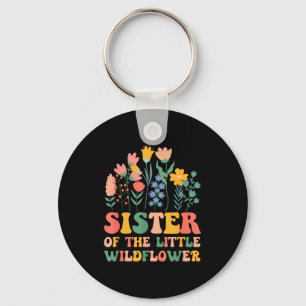 Sister of the little wildflower baby birthday part keychain
