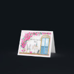 Sister Ooh La La Poodle Paris Birthday Card<br><div class="desc">This hand-painted watercolor and pen illustration features a charming pink poodle seated outside a Parisian café,  celebrating her birthday in style. With a glass of red wine,  a spread of cheese,  bread,  and grapes,  it’s a delightful and whimsical card for perfect for Sister.</div>