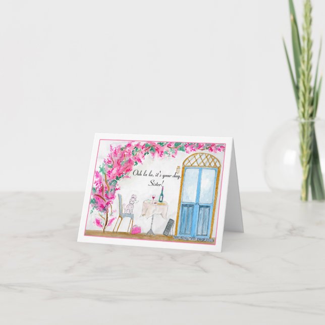 Sister Ooh La La Poodle Paris Birthday Card (Front)