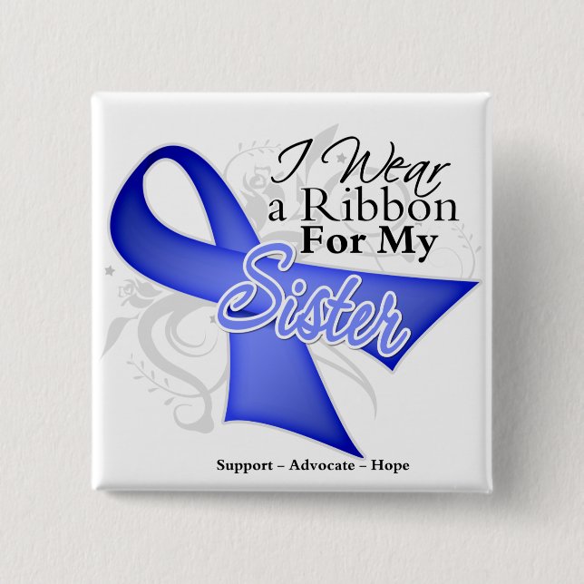 Sister Periwinkle Ribbon - Stomach Cancer 2 Inch Square Button (Front)