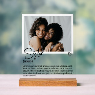 Sister Photo and Personalized Noun Description Acrylic Sign