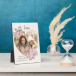 Sister Photo Plaque Gold Heart Floral Frame<br><div class="desc">Custom Photo plaque which you can personalize for anyone and add a favourite saying or words from the heart. Your photo is set into a geometric heart shaped gold frame. The gemstone frame is decorated with watercolor bouquets of pink flowers. It is lettered with the wording "Sister .. always caring...</div>