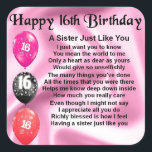 Sister Poem  -  16th Birthday Square Sticker<br><div class="desc">A great gift for a sister on her 16th birthday</div>