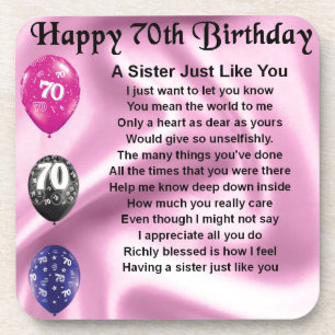 Sister Poem - 70th Birthday Coaster