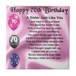 Sister Poem - 70th Birthday Tile