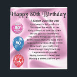 Sister Poem  - 80th Birthday Notepad<br><div class="desc">A great gift for a sister on her 80th birthday</div>