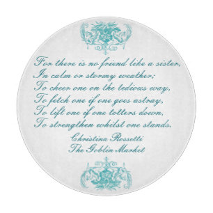 Sister Poem By Christina Rossetti Turquoise Blue Cutting Board