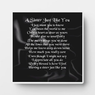 Sister Poem Plaque - Black Silk Design