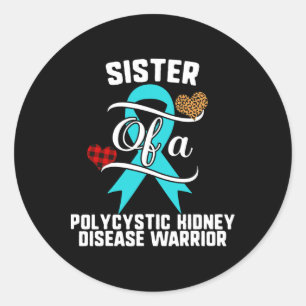 Sister Polycystic Kidney Disease Awareness Leopard Classic Round Sticker