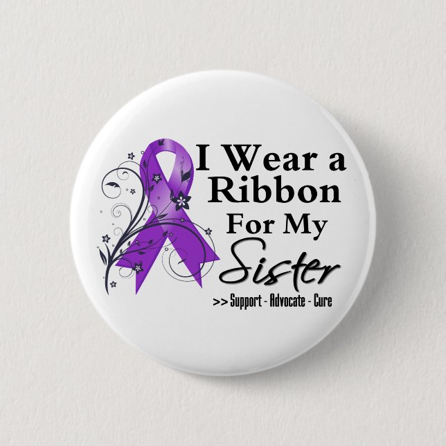 Sister Purple Ribbon - Pancreatic Cancer 2 Inch Round Button (Front)