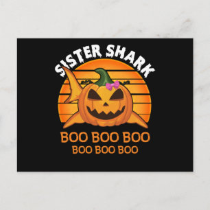 Sister Shark Boo Boo Boo Funny Halloween Gifts Invitation Postcard