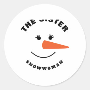 Sister Snowman Face Squad Matching Family Costume  Classic Round Sticker