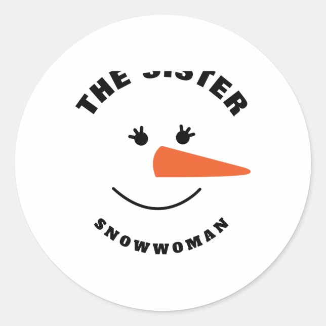Sister Snowman Face Squad Matching Family Costume  Classic Round Sticker (Front)
