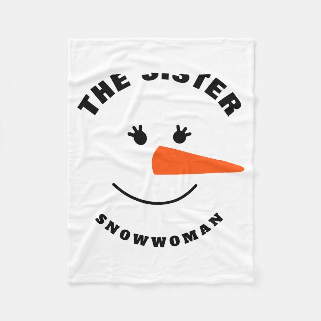 Sister Snowman Face Squad Matching Family Costume  Fleece Blanket (Front)