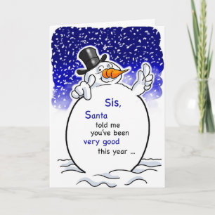 Sister Snowman Santa, Christmas Humour Card