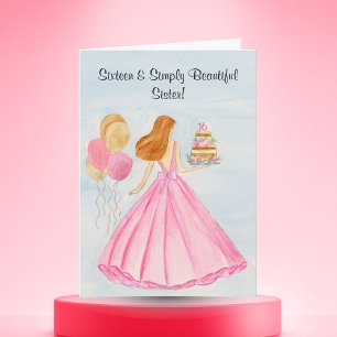 Sister Sweet 16 Birthday Cake Girl  Card