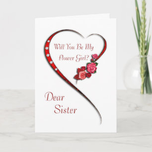 Sister, Swirling heart Flower Girl invite