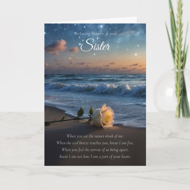 Sister Sympathy Condolences Loss Memorial Card (Front)