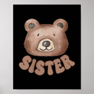 Sister teddy bear 1st birthday boy girl family poster