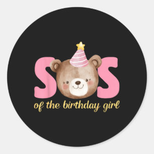 Sister Teddy Bear 1st Birthday Girl Party Family Classic Round Sticker