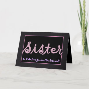 SISTER Thank You Junior Bridesmaid - Plaid Letters Card