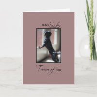 Sister Thinking of You with Little Dog, Get Well