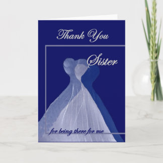 SISTER Wedding THANK YOU Blue Gowns Card