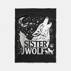 Sister Wolf Gifts Matching Family Tribe Wolves Fleece Blanket