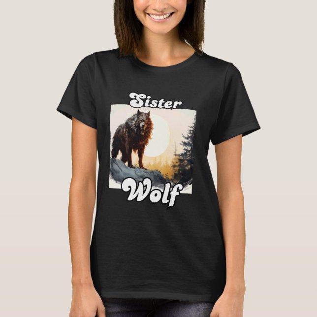 Sister Wolf Matching Family Tribe Wolves Moon Girl T-Shirt (Front)