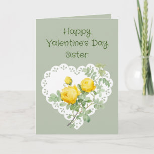 Sister Yellow Rose Garden Flower Valentine Poem  Holiday Card