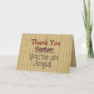 Sister You're an Angel Thank You Note Card