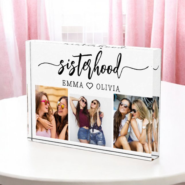 Sisterhood Sisters 3 Photo Collage Keepsake Gift Block (Creator Uploaded)
