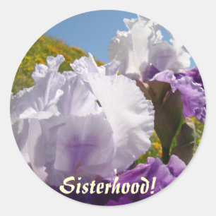 Sisterhood! stickers White Purple Iris Flowers